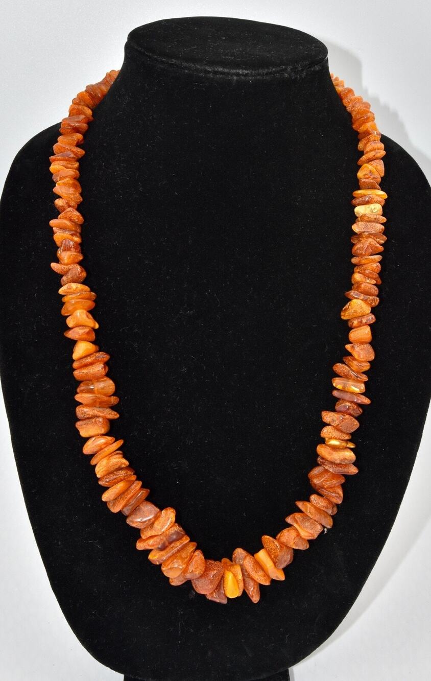 Antique Baltic Butterscotch Egg Yolk Amber Graduated Beaded Necklace 26” 69 g